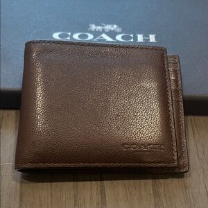 Coach Dark Brown Leather Card Holder